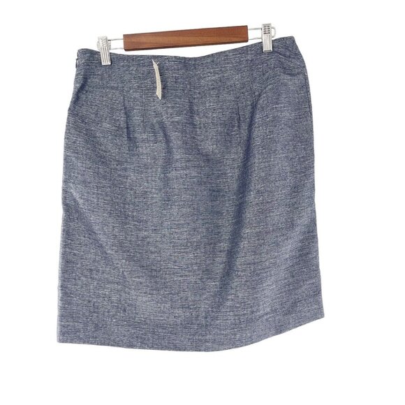 Ann Taylor Linen Blend Navy A-Line Skirt Size 10 Pleated Old Money Academia - Picture 7 of 13